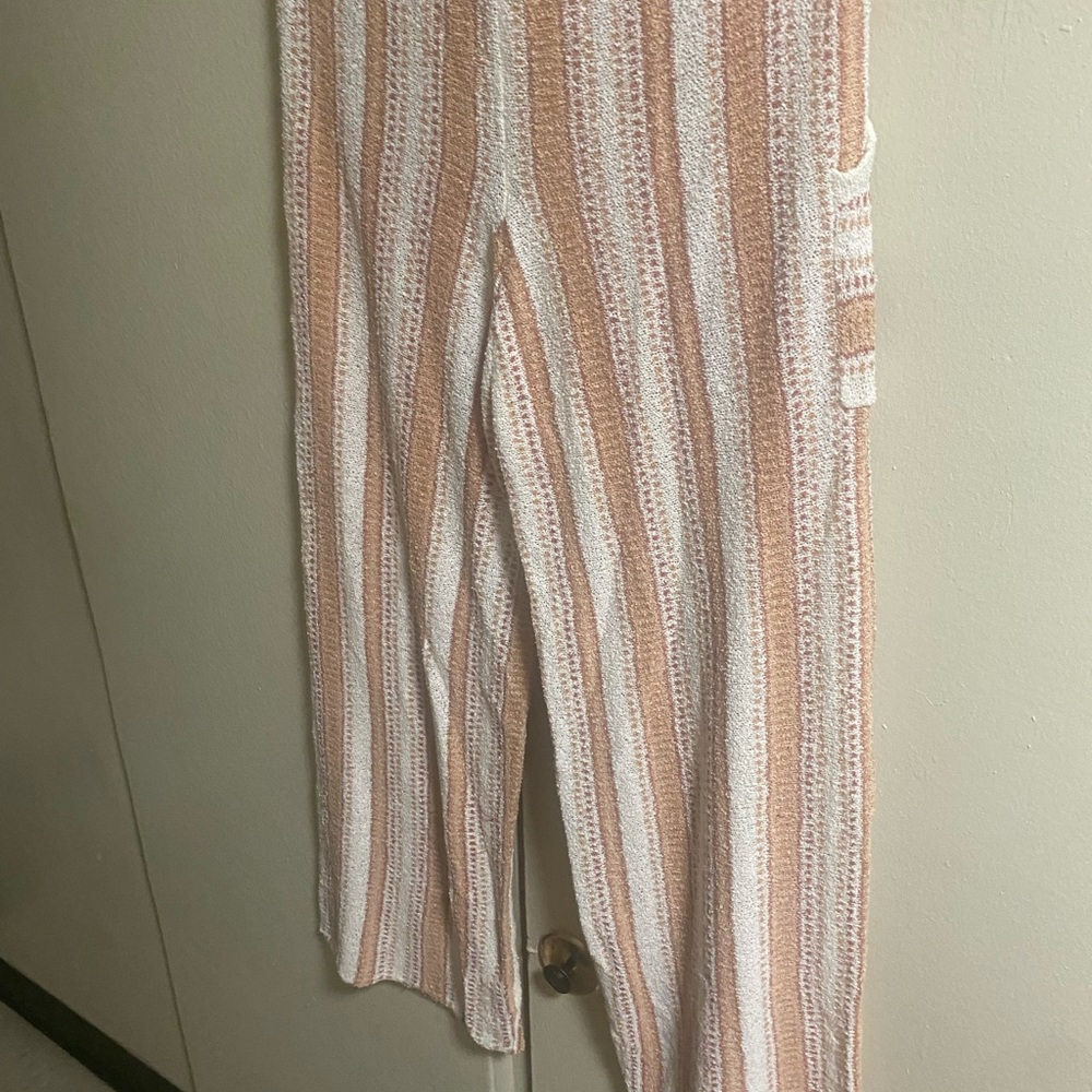 Rip Curl Striped Tan and White Track Pants